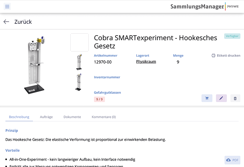 SammlungsManager Detailansicht
